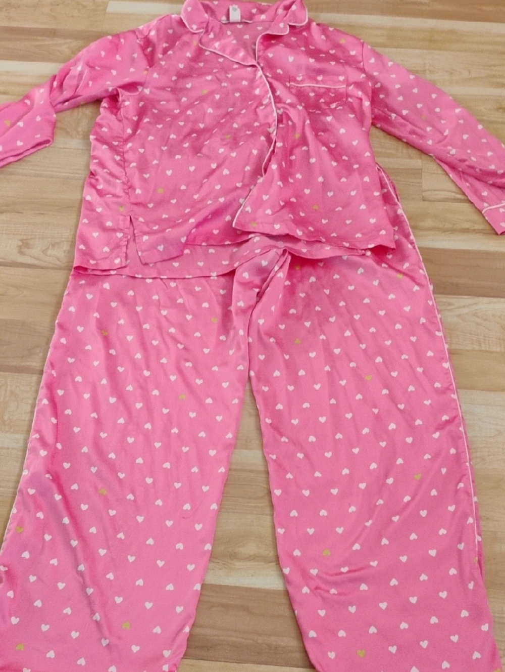 Victoria's Secret Pink Heart Long Sleeves Pajamas In Medium